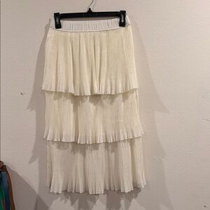 Chic Cream Tiered A-Line Skirt